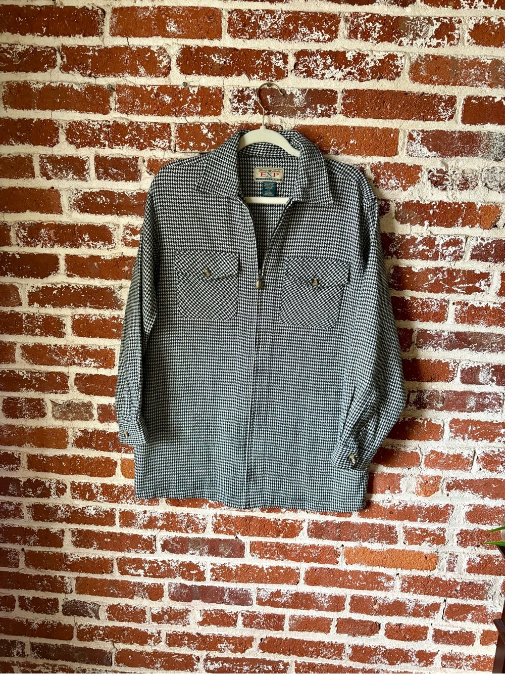 Vintage 90s EXP Jeans by Express houndstooth full-zip shirt jacket / shackleton